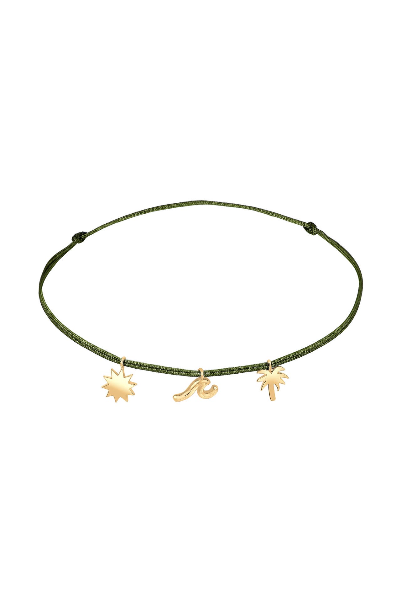 ELLI Fusskettchen Palme Beach Boho Strand Nylon Bändchen 925 Sterling Silber Gold, Bild 1