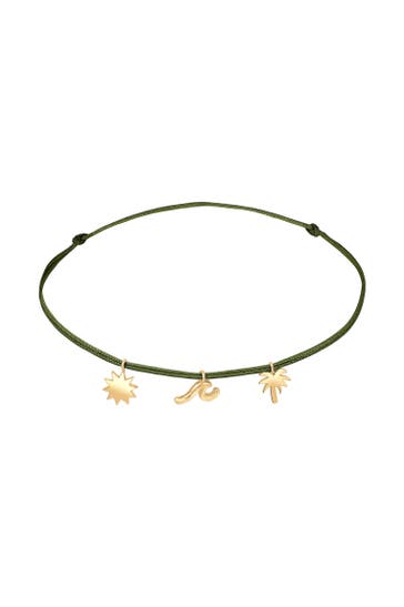 ELLI Fusskettchen Palme Beach Boho Strand Nylon Bändchen 925 Sterling Silber Gold