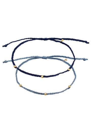 ELLI Fusskettchen Nylon Bändchen Beads Set (2 tlg.) 925 Silber Dunkelblau