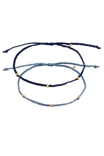 ELLI Fusskettchen Nylon Bändchen Beads Set (2 tlg.) 925 Silber Dunkelblau