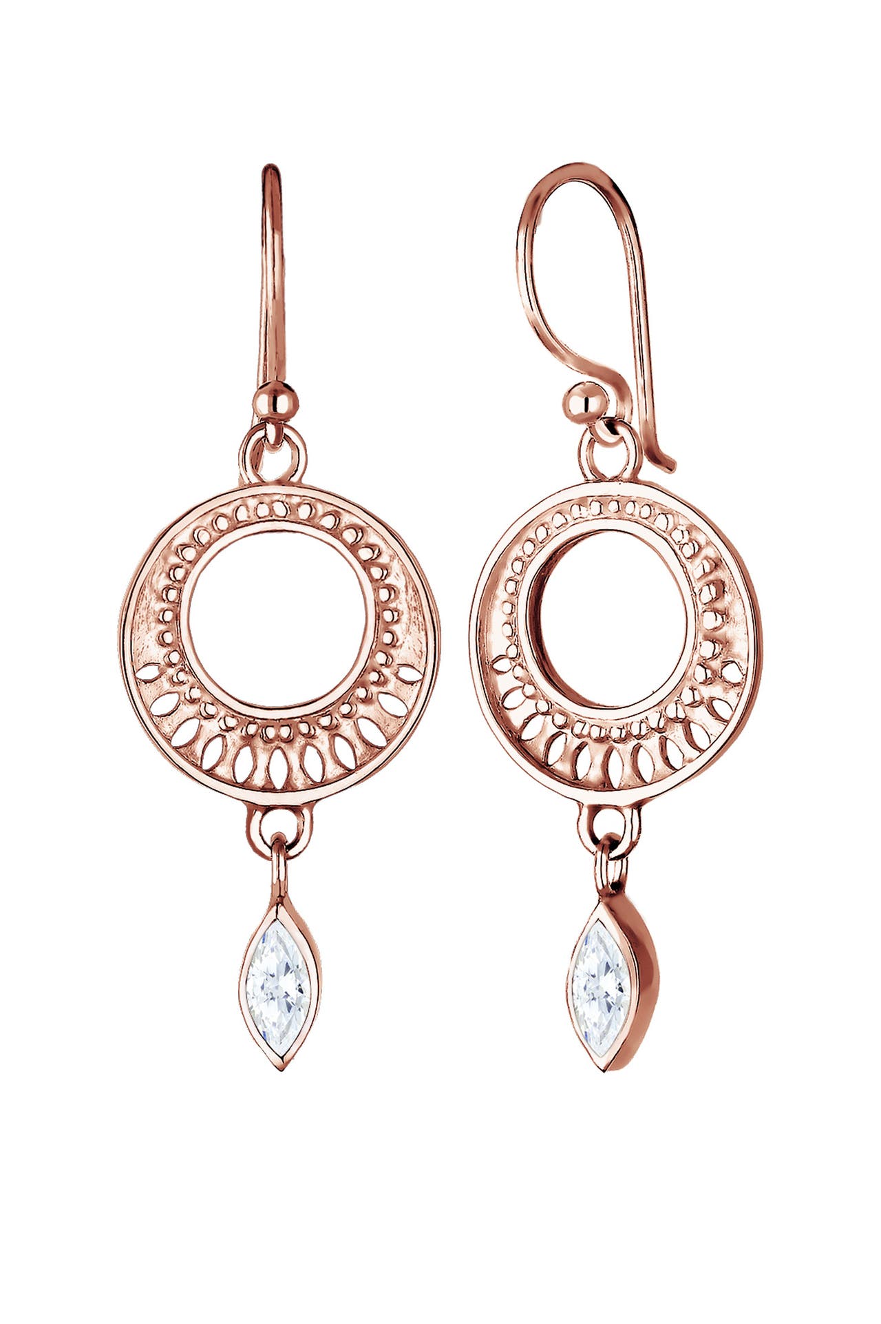 ELLI PREMIUM Ohrringe Ohrhänger Ornament Zirkonia 925 Sterling Silber Rosegold, Bild 1