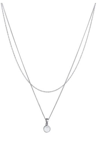 ELLI Kette Layer Solitär Mondstein Weiß 925 Sterling Silber Silber