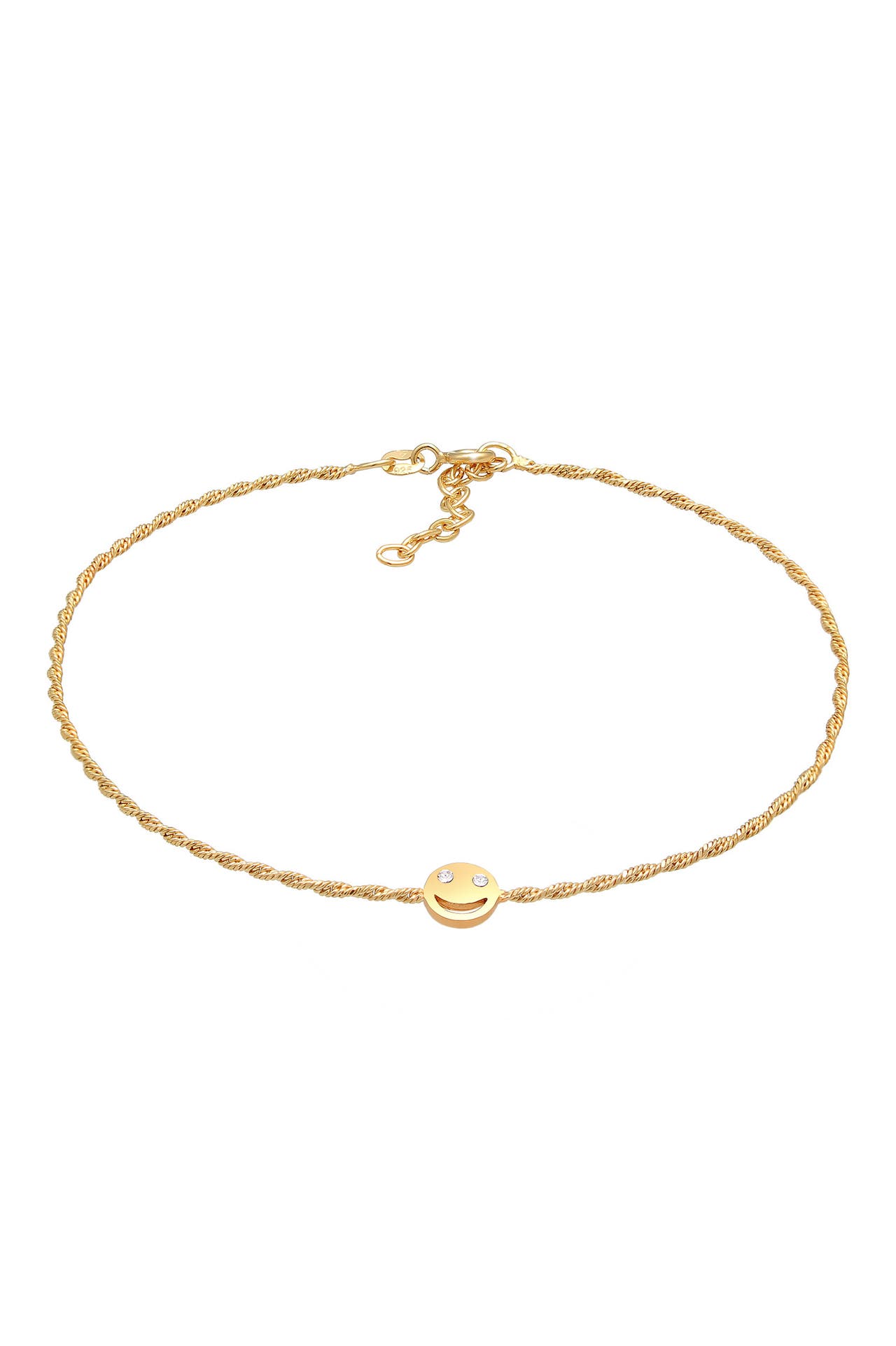 ELLI Fusskettchen mit Smile Face 925 Silber, mit Kristallen von Swarovski® Gold, Bild 1