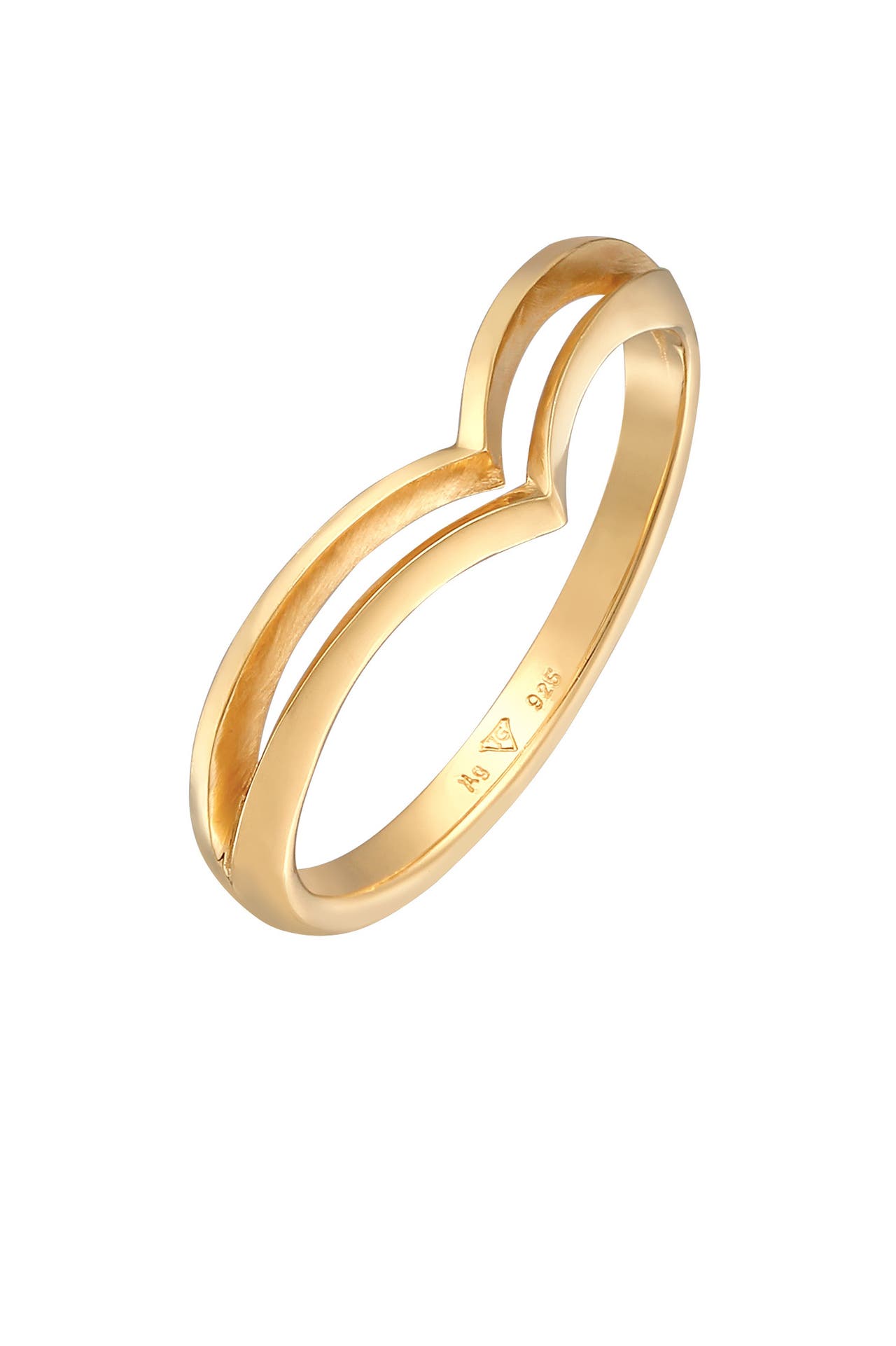 ELLI Ring V-Form Stapelring 925 Silber Gold, Bild 1