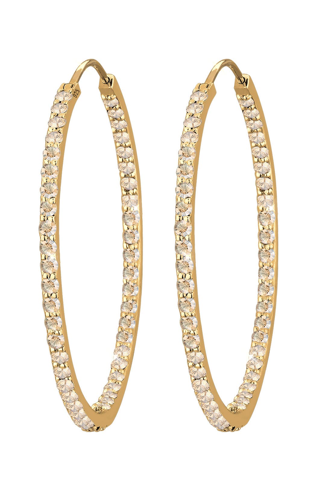ELLI PREMIUM Ohrringe Creolen Weiß 925 Sterling Silber, mit Kristallen von Swarovski® Gold, Bild 1