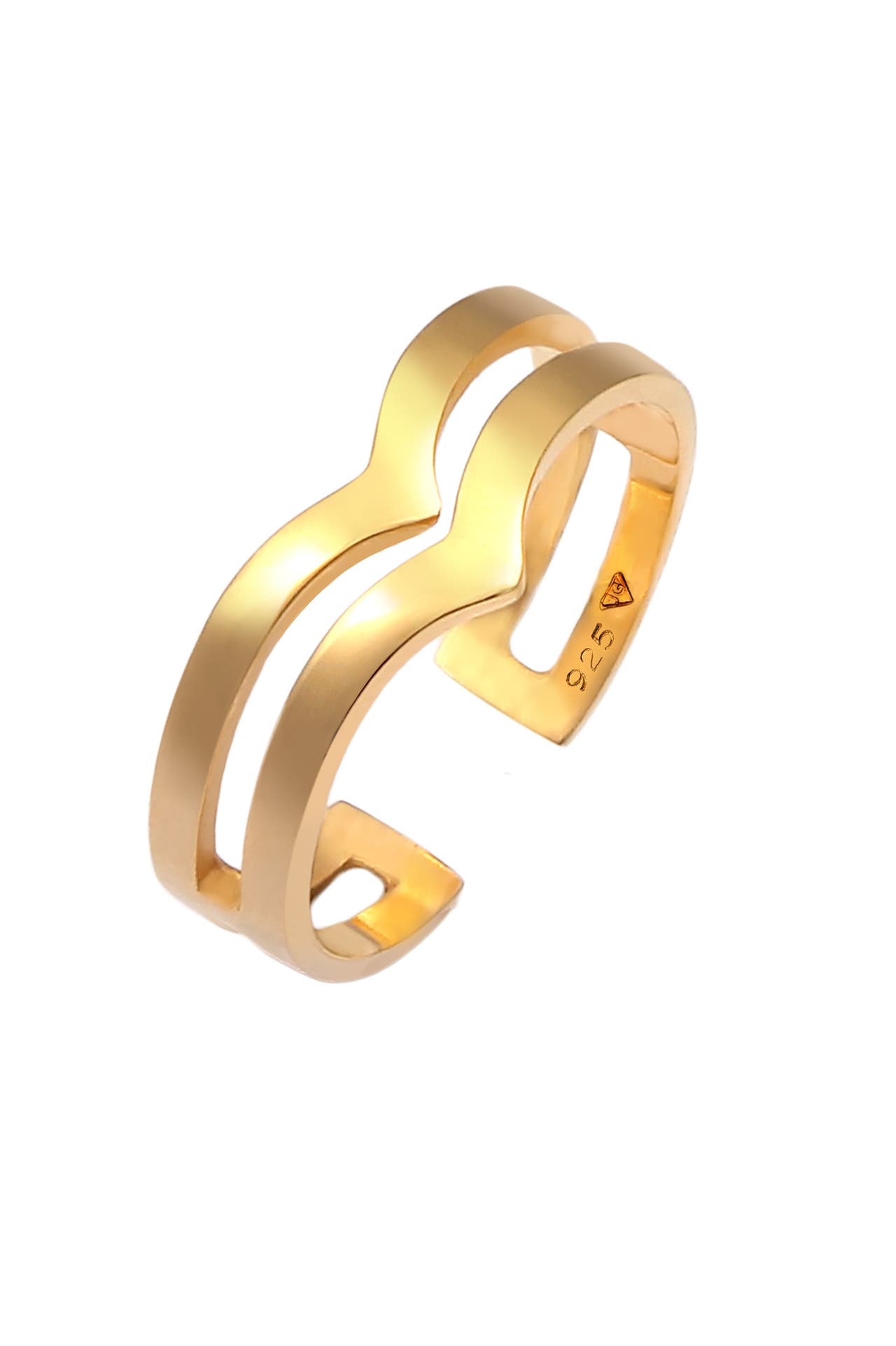ELLI Ring offen V-Form Geo Winkel Basic 925 Silber Gold, Bild 1