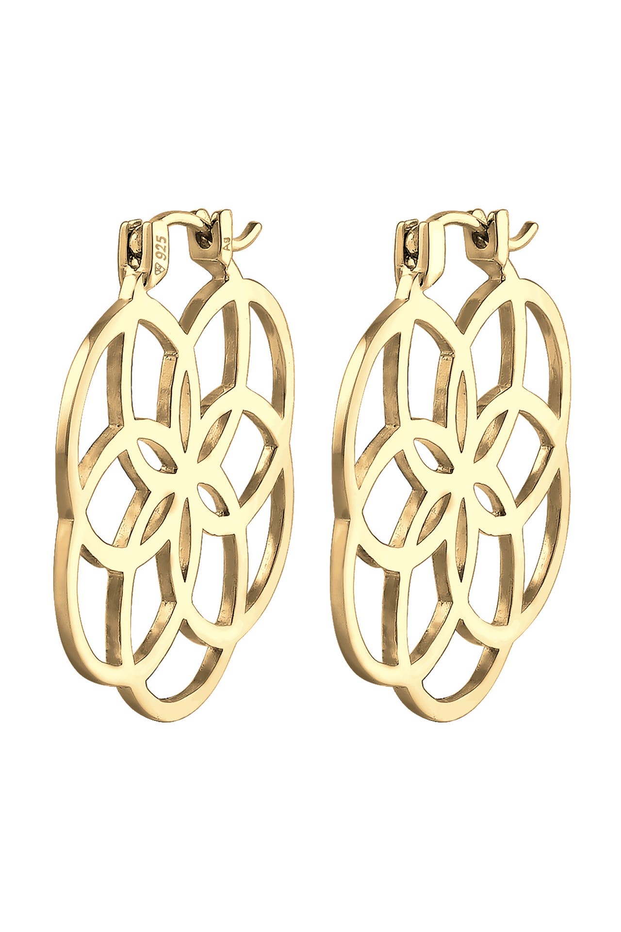 ELLI Ohrringe Creolen Lebensblume 925 Silber Gold, Bild 1