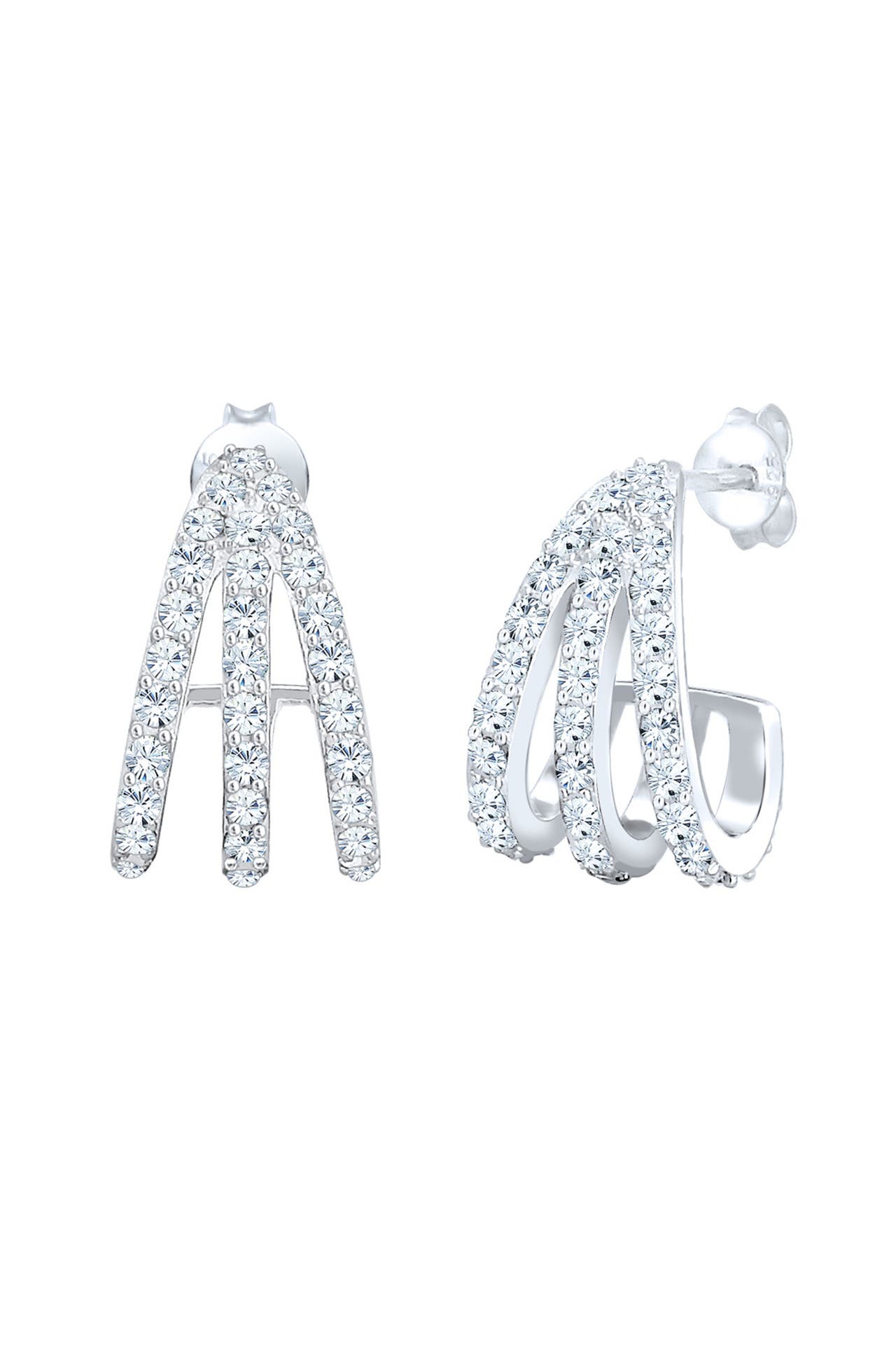 ELLI Ohrringe Creolen Weiß 925 Sterling Silber, mit Kristallen von Swarovski® Silber, Bild 1