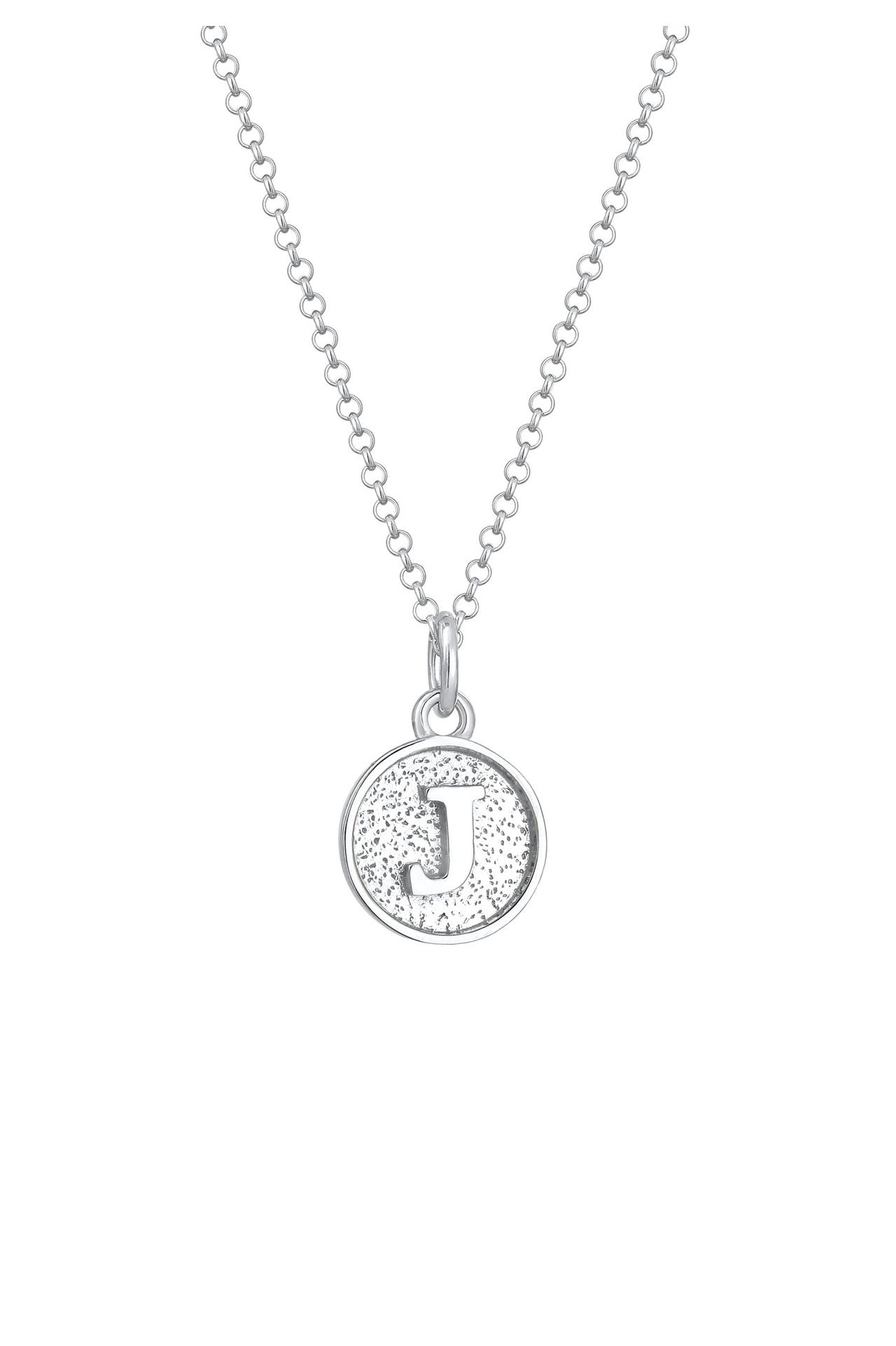 ELLI Kette Plättchen Vintage Buchstabe J Initialen 925 Sterling Silber Silber, Bild 1