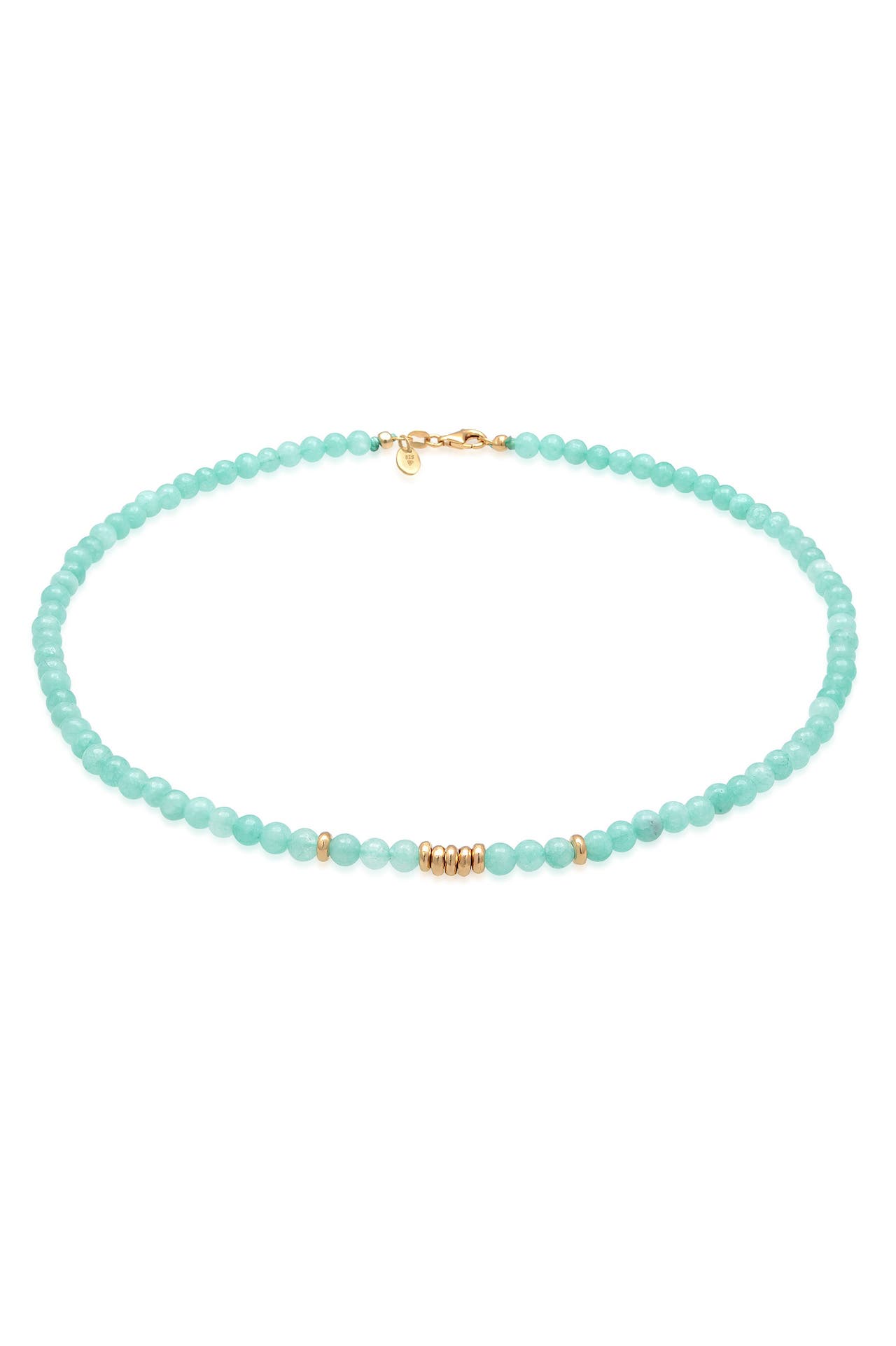 ELLI PREMIUM Kette Amazonit Perlen Hellgrün Beads 925 Silber vergoldet Türkis, Bild 1