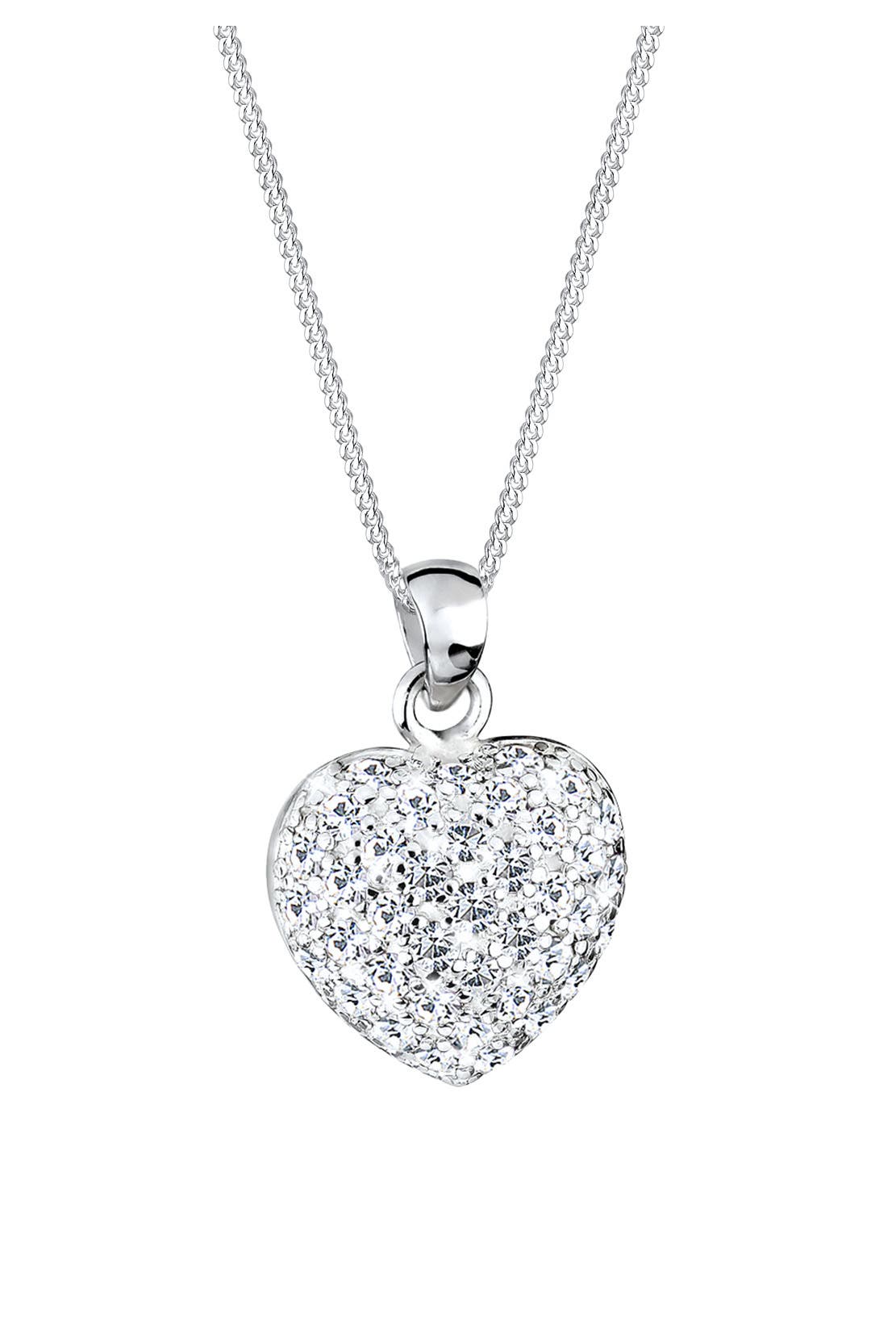 ELLI Kette Herz Anhänger 925 Silber, mit Kristallen von Swarovski® Weiß, Bild 1