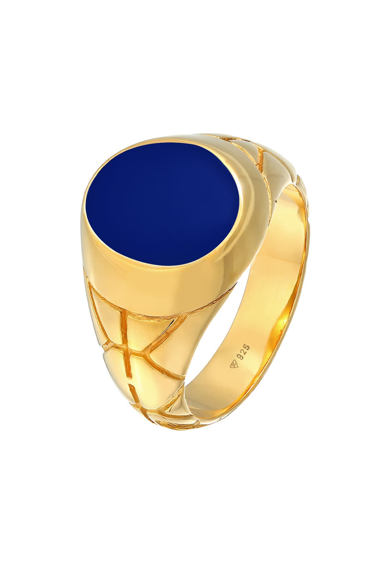 KUZZOI Ring Siegelring Oval Emaille 925er Silber gold, Bild 1