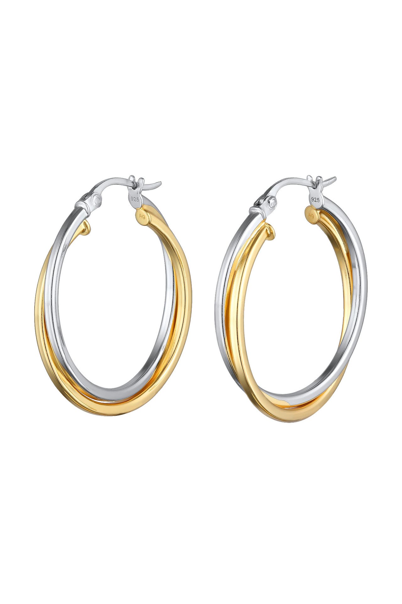 ELLI Ohrringe Creolen Damen Twisted Look 925 Silber Bicolor Zweifarbig, Bild 1