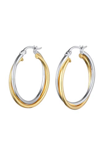 ELLI Ohrringe Creolen Damen Twisted Look 925 Silber Bicolor Zweifarbig