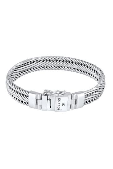 KUZZOI Armband Herren Gliederarmband Geflochten 925 Silber Silber
