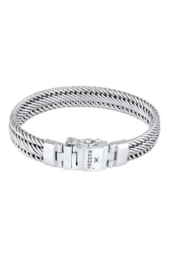 KUZZOI Armband Herren Gliederarmband Geflochten 925 Silber Silber