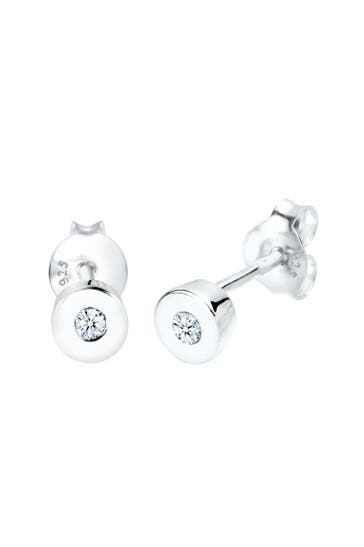 ELLI DIAMONDS Ohrringe Ohrstecker Diamant Brillantschliff (0.06 ct) 925 Silber Weiß