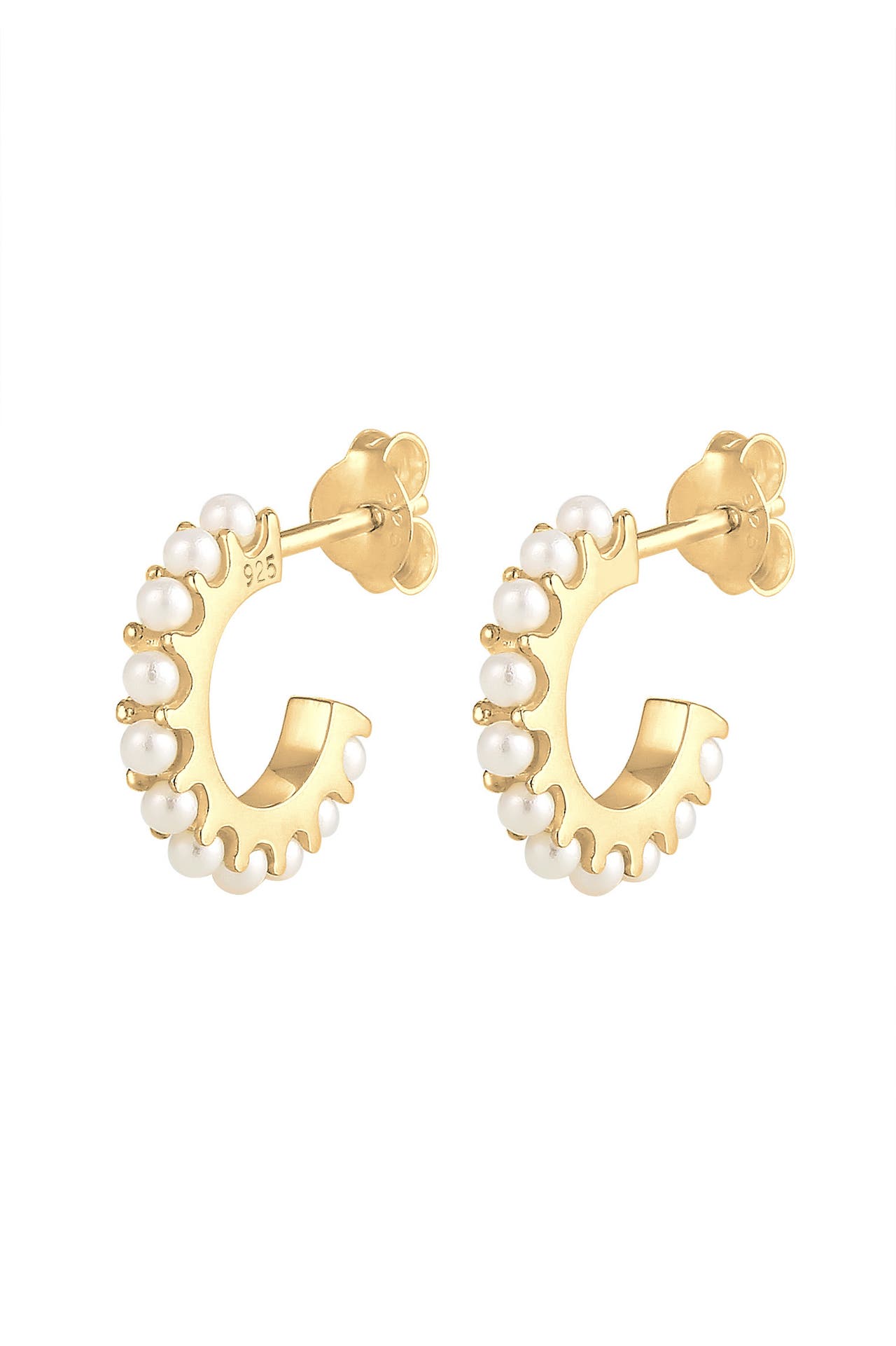 ELLI Ohrringe Creolen Synthetische Perlen 925 Silber Gold, Bild 1