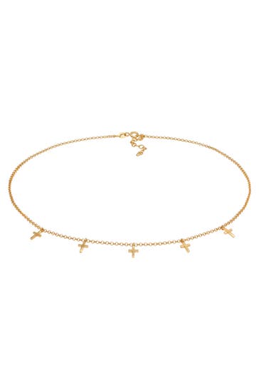 ELLI Kette Choker Kreuz Glaube Religion Talisman 925 Silber Gold