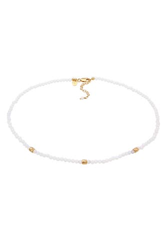 ELLI PREMIUM Kette Mondstein Regenbogen Perlen 925 Sterling Silber Gold