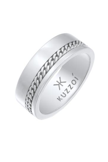 KUZZOI Ring Herren Bandring Chunky Chain 925 Silber Silber