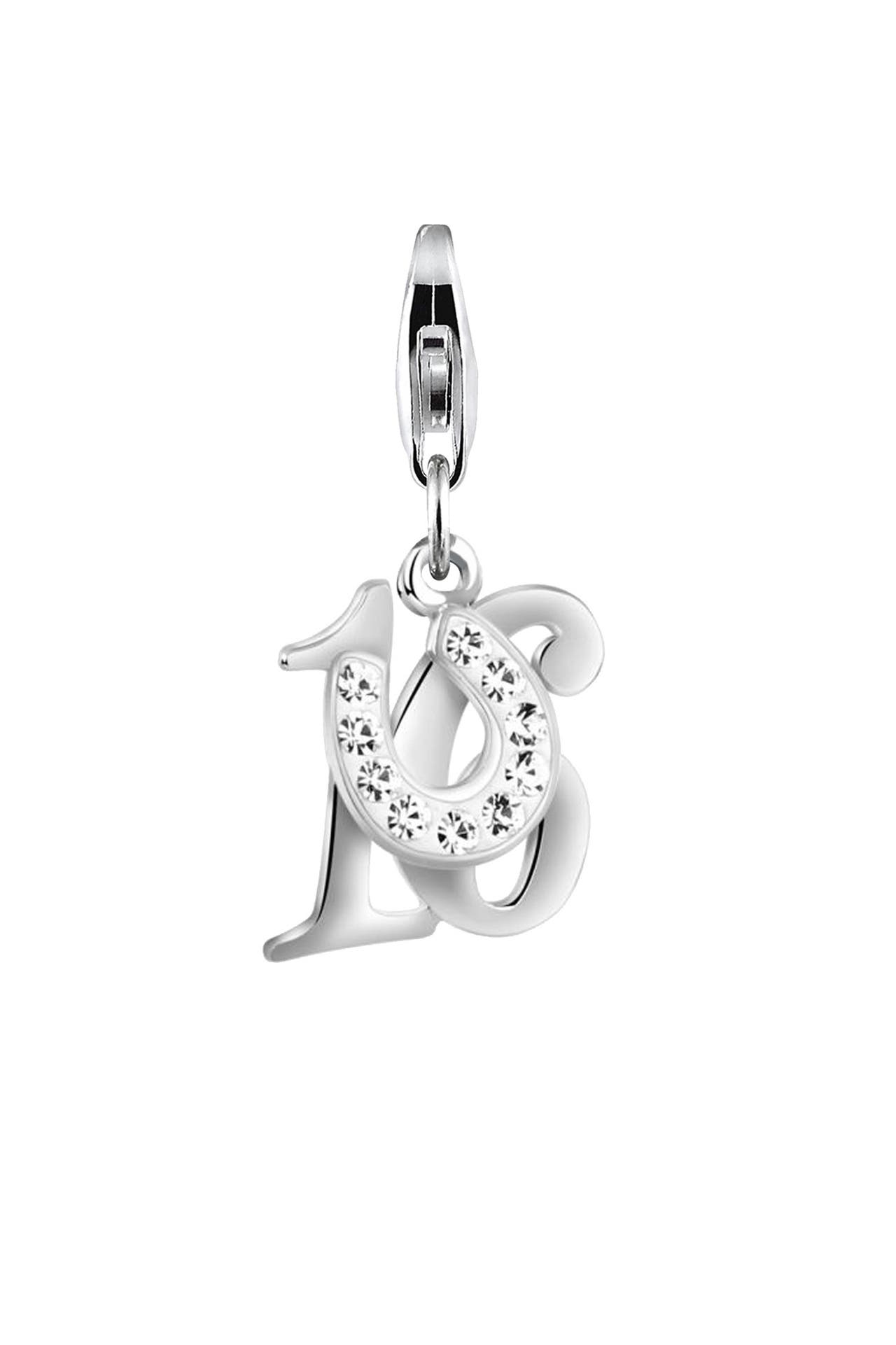 NENALINA Charm 16 Hufeisen Glück 925 Silber, mit Kristallen von Swarovski®, Bild 1