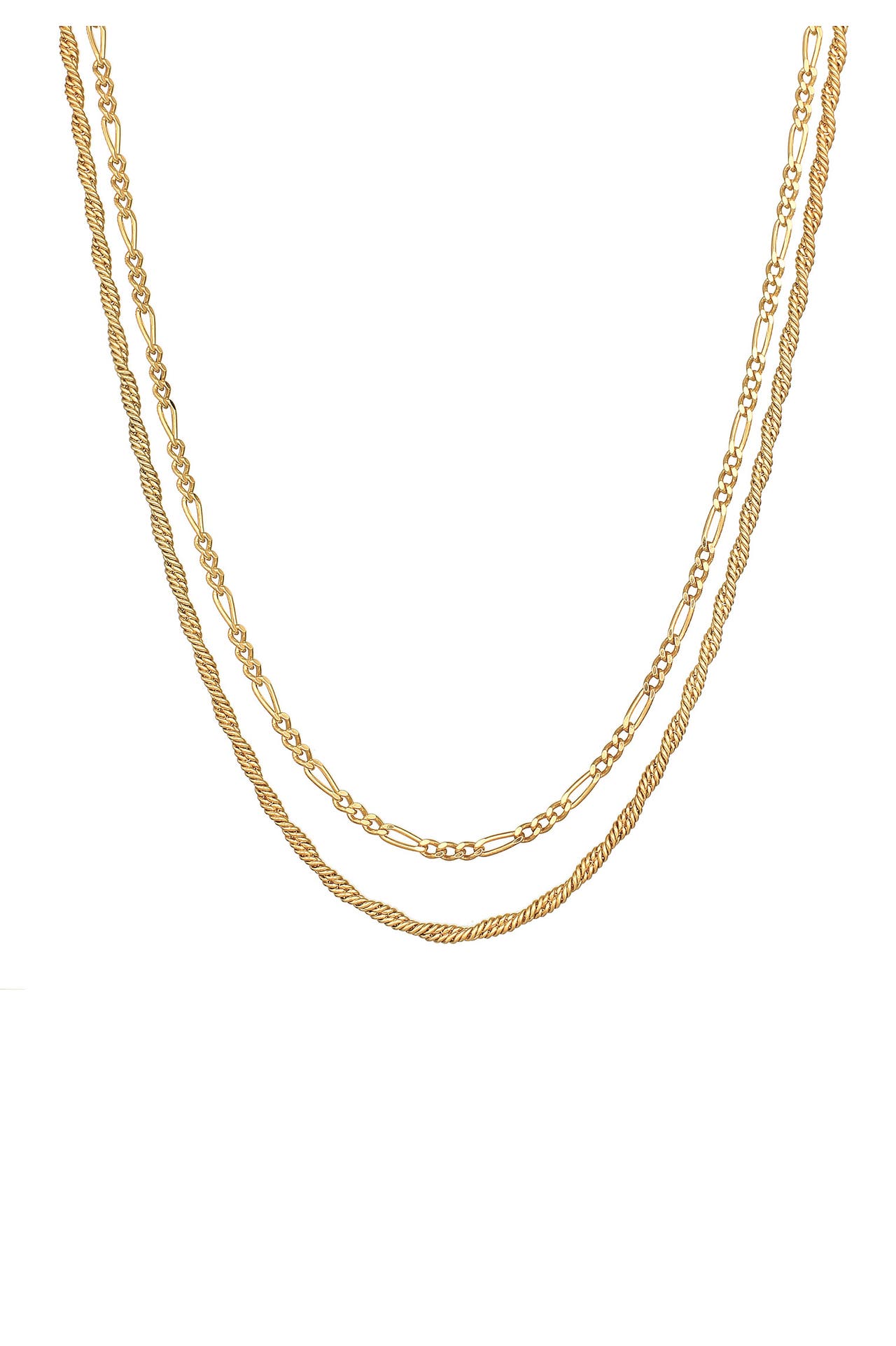 KUZZOI Kette Herren Kordel Figaro 2er Set 925 Silber Gold, Bild 1