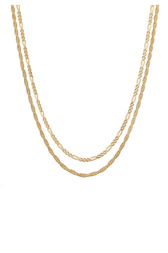 KUZZOI Kette Herren Kordel Figaro 2er Set 925 Silber Gold