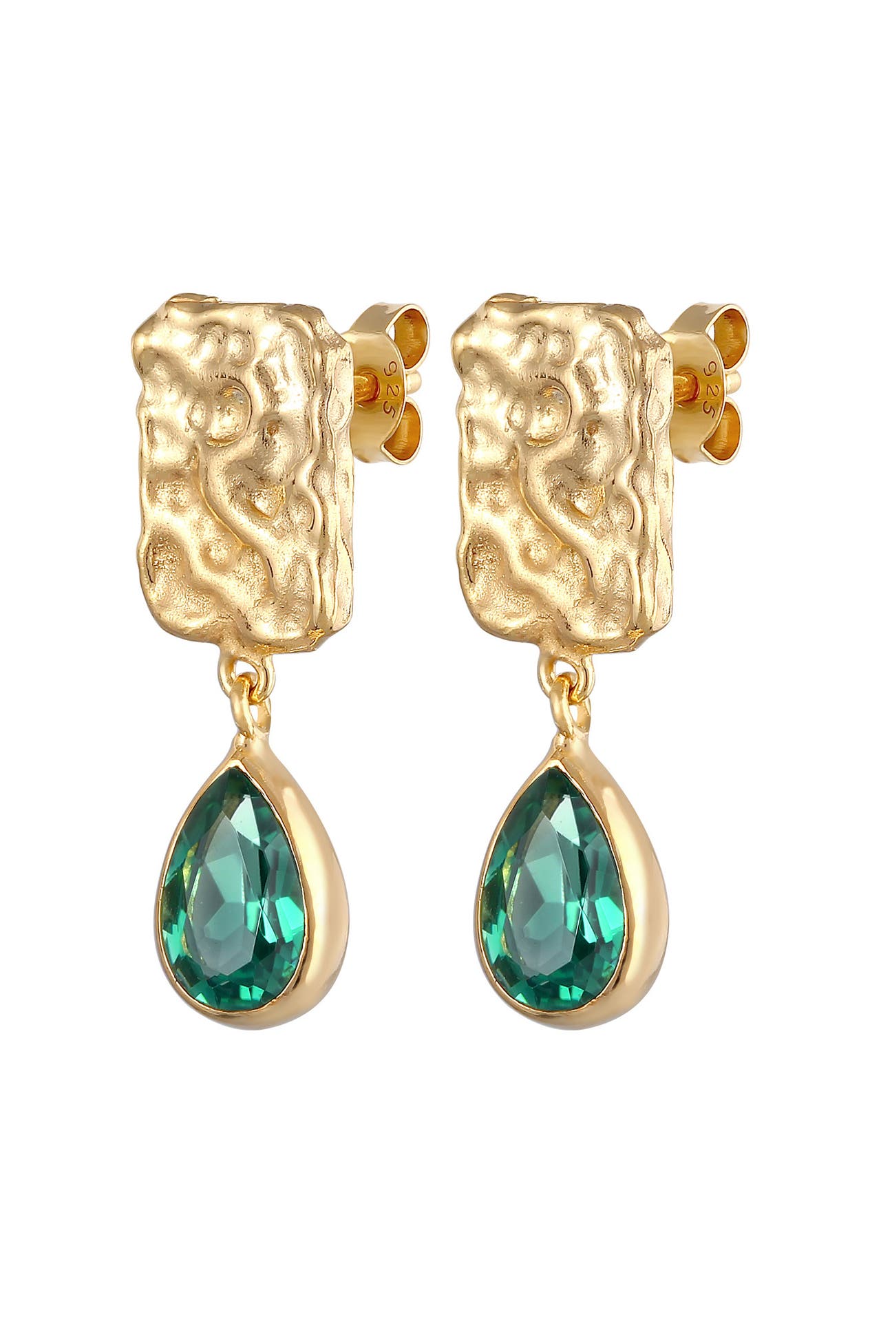 ELLI PREMIUM Ohrringe Quarz Tropfen Organic Design 925 Silber Gold, Bild 1