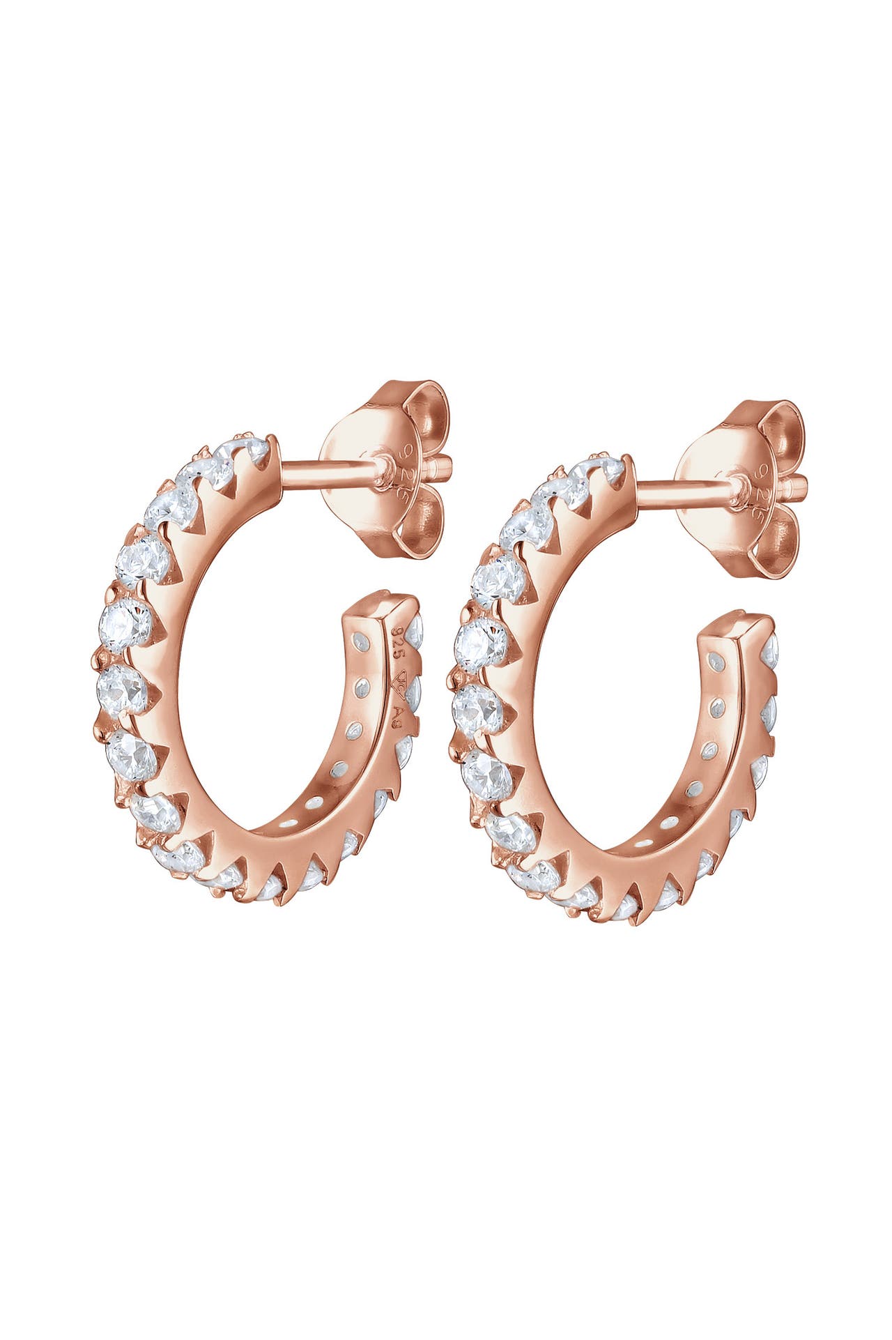 ELLI Ohrringe Creole mit Stein Zirkonia Weiß 925 Sterling Silber Rosegold, Bild 1