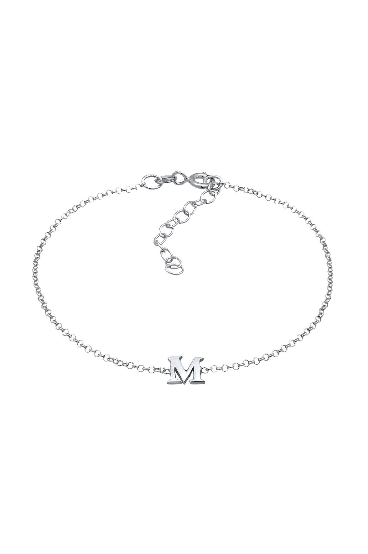 ELLI Armband Buchstaben Initialen Anhänger M 925 Silber Silber, Bild 1
