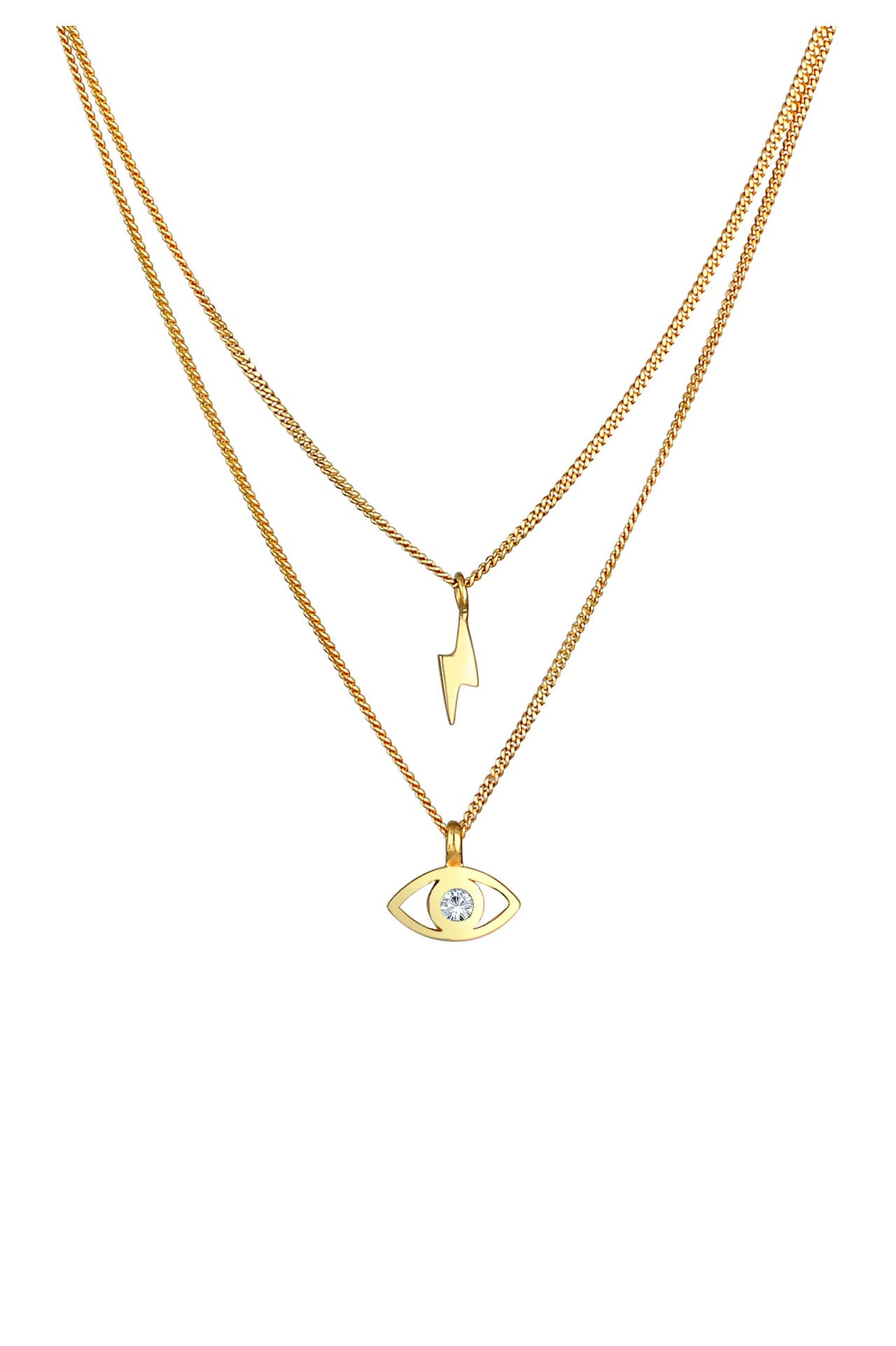 ELLI Kette Layer Evil Eye Blitz 925 Silber, mit Kristallen von Swarovski® Gold, Bild 1