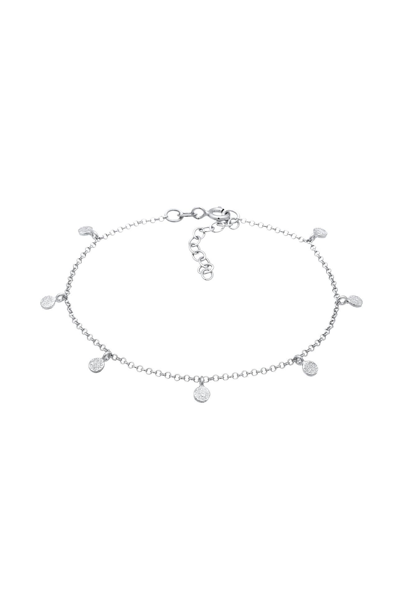 ELLI Armband Plättchen Coin Rund Matt Struktur 925 Silber Silber, Bild 1