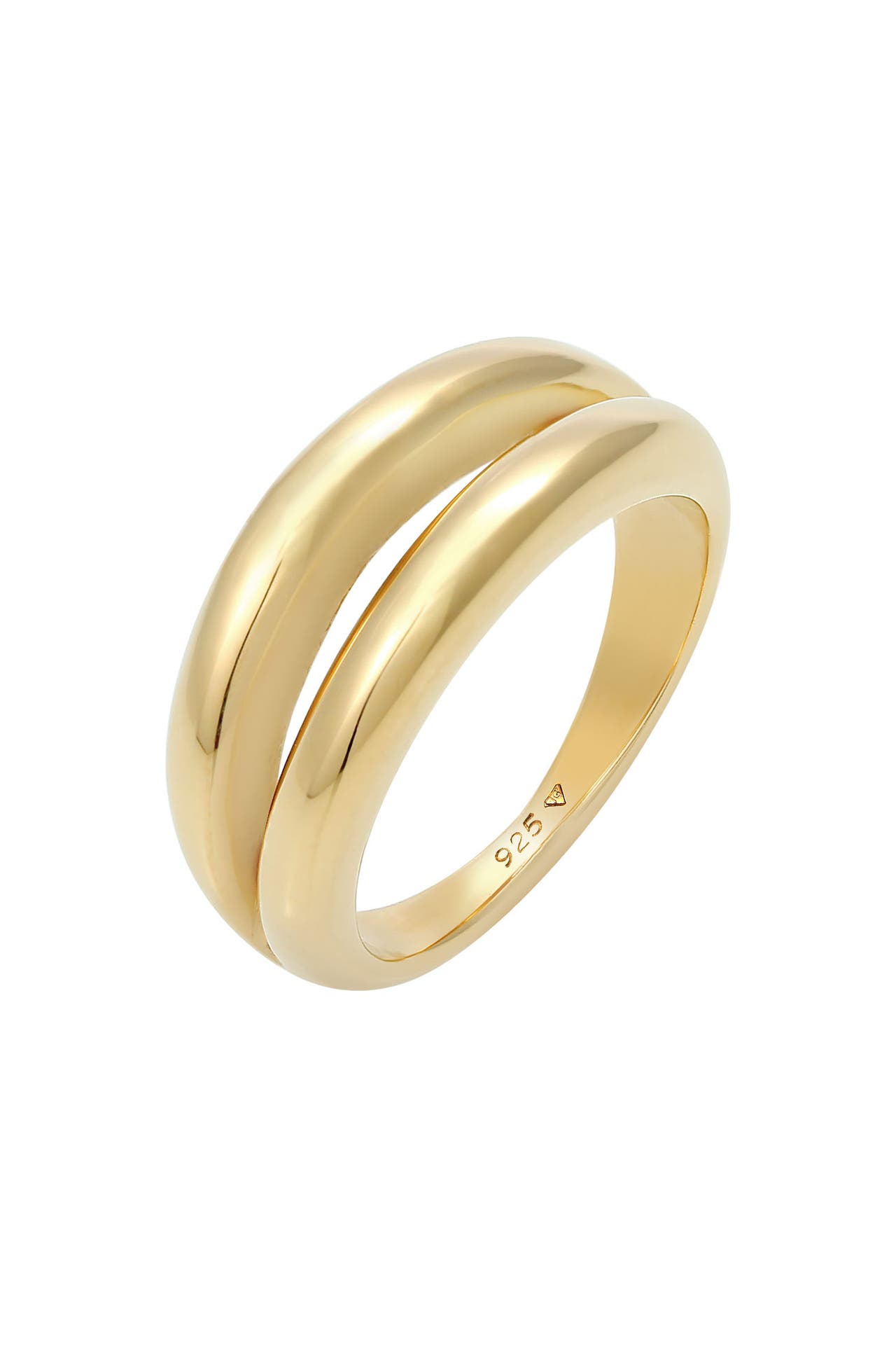ELLI PREMIUM Ring Bandring Doppelt Stacking Look Basic 925 Silber Gold, Bild 1