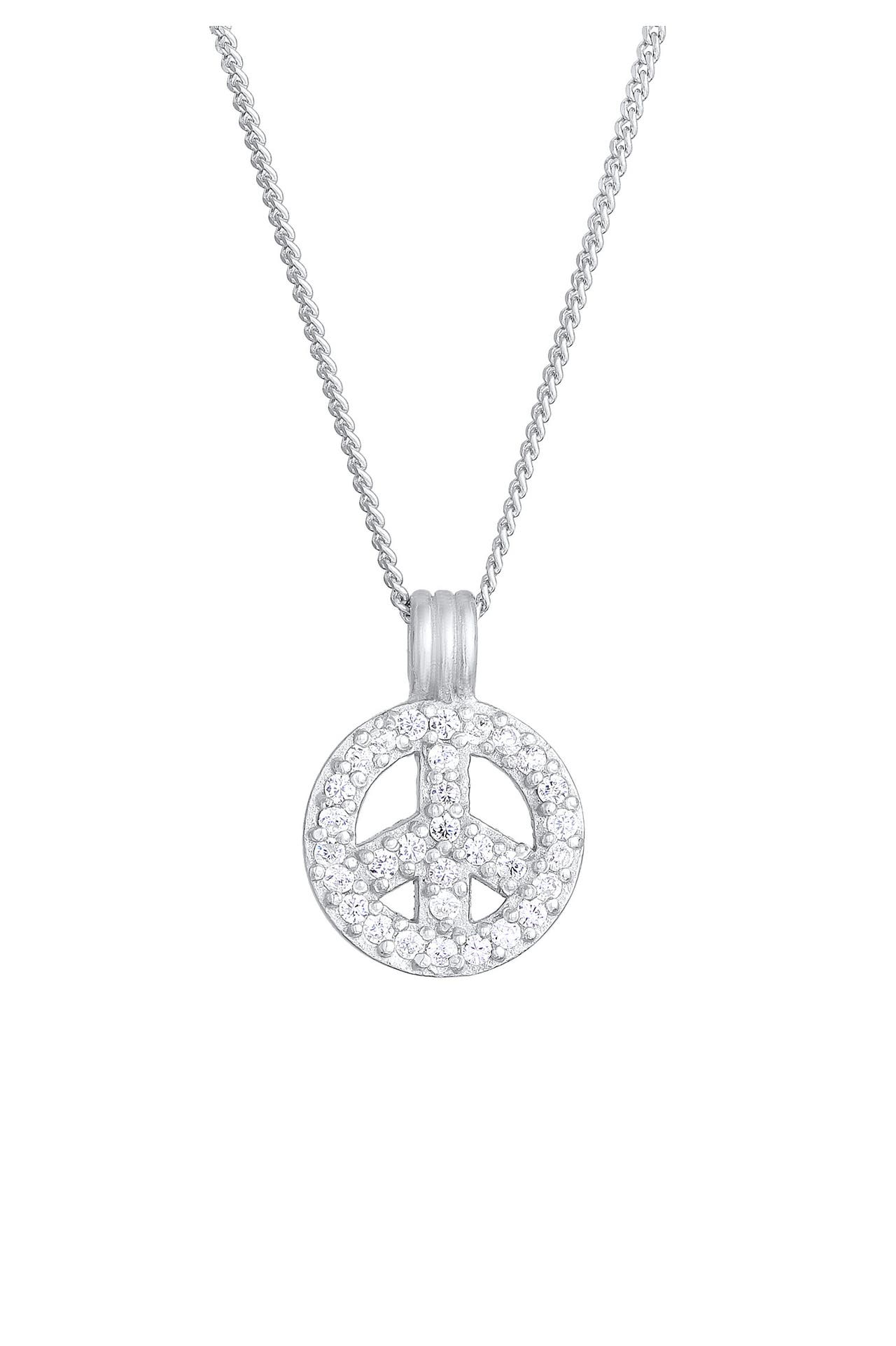 ELLI Kette Peace Zirkonia Boho 925 Silber Silber, Bild 1