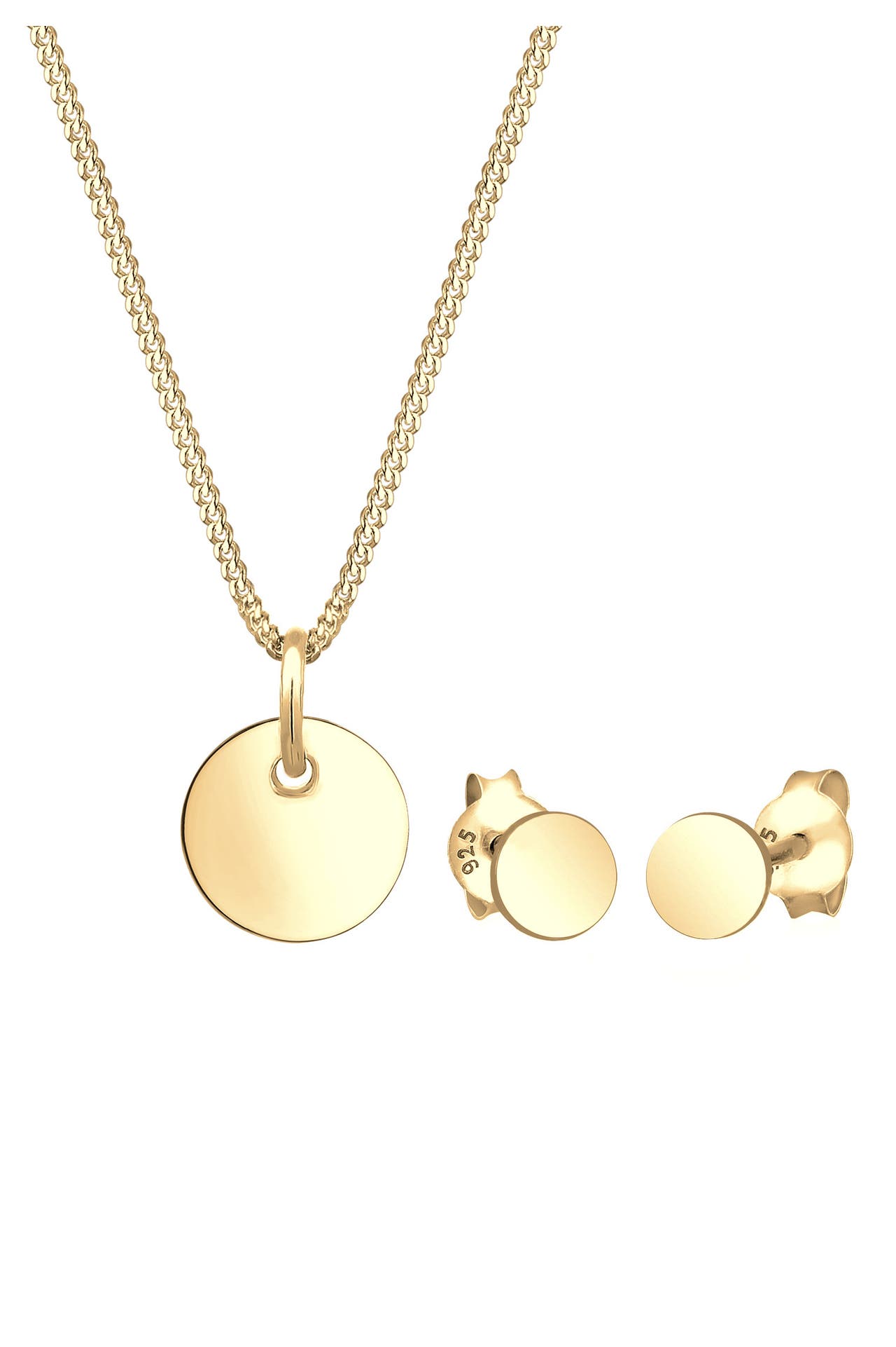ELLI Schmuckset Kreis Rund Halskette Ohrstecker Plättchen Silber, Bild 1