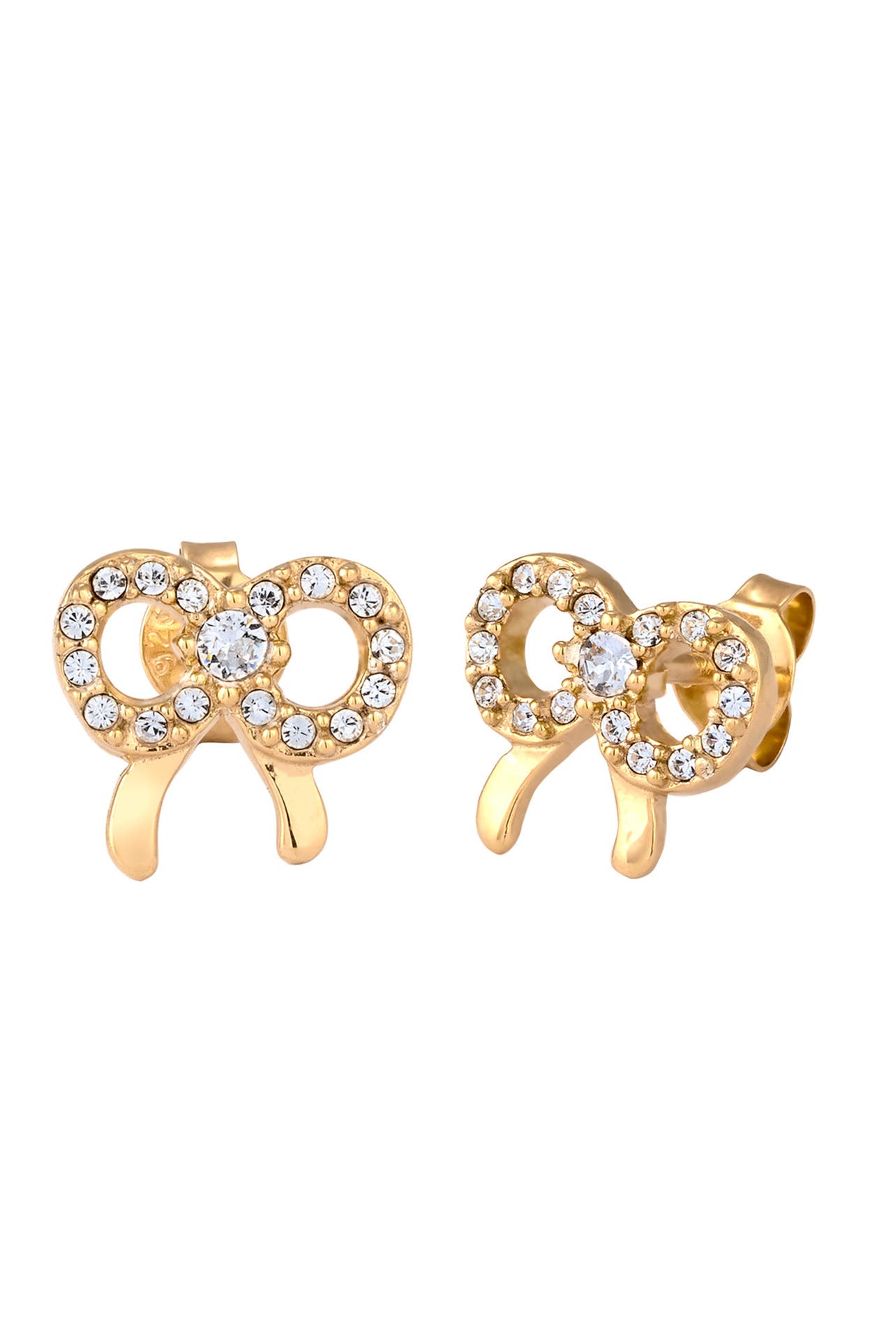 ELLI Ohrringe Ohrstecker Schleife Weiß 925 Silber vergoldet, mit Kristallen von Swarovski® Gold, Bild 1