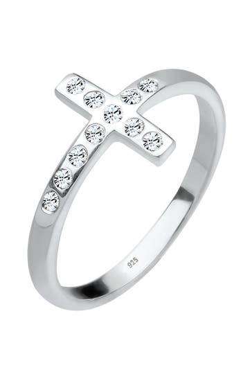 ELLI Ring Blogger Kreuz Kristalle 925 Silber Weiß