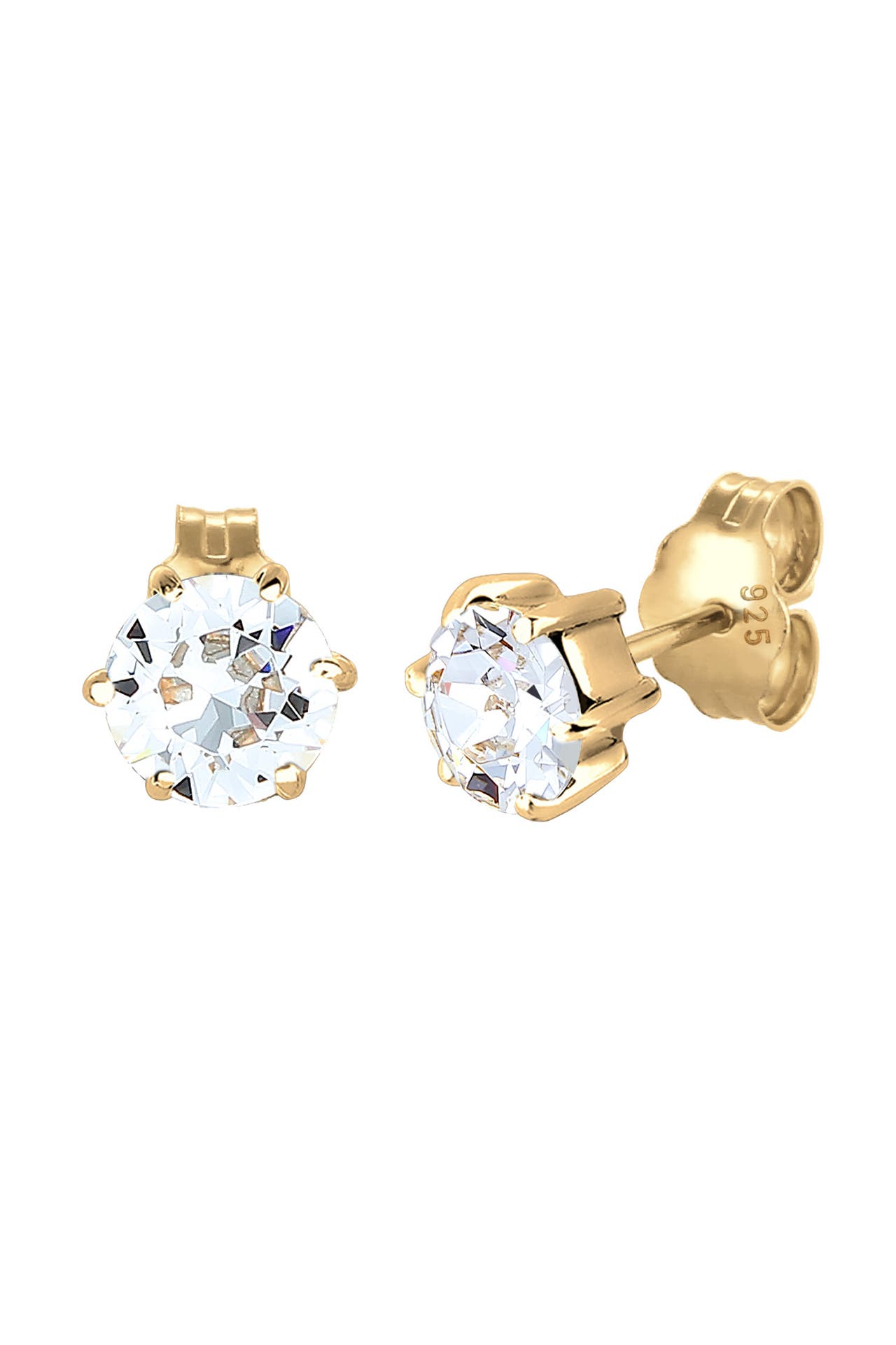 ELLI Ohrringe Funkelnd Rund Klassik 925 Silber, mit Kristallen von Swarovski® Gold, Bild 1