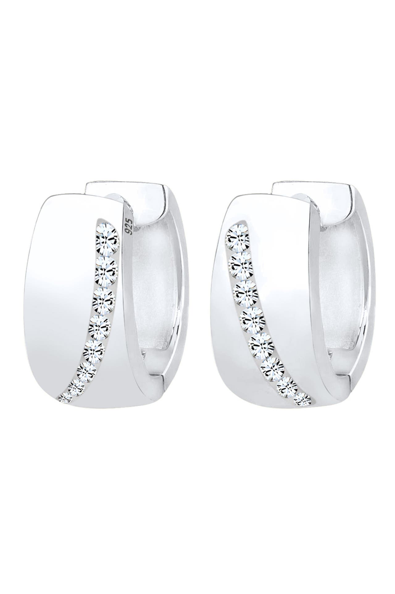 ELLI Ohrringe Creolen Breit mit Kristallen von Swarovski® 925 Silber Silber, Bild 1