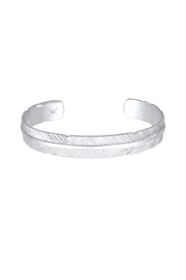 KUZZOI Armband Armreif Feder 925 Sterling Silber Silber
