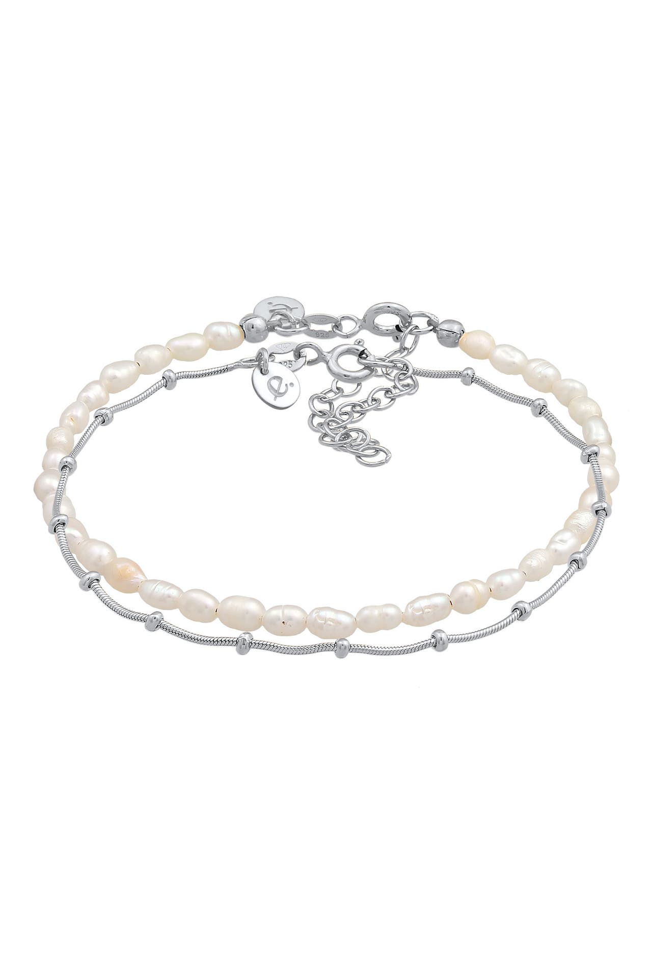 ELLI PREMIUM Armband Kugelkette Süßwasserperlen 2er Set 925 Silber Silber, Bild 1