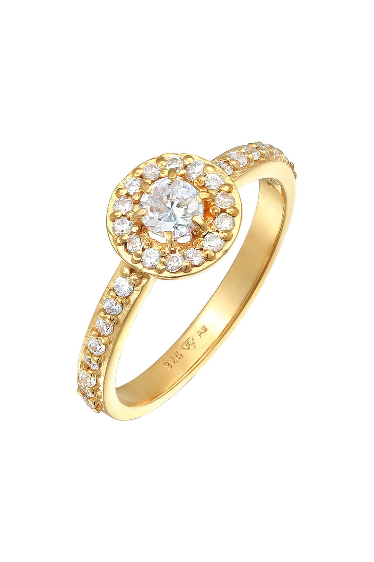 ELLI Ring Zirkonia Klassik Verlobung 925 Silber Gold, Bild 1