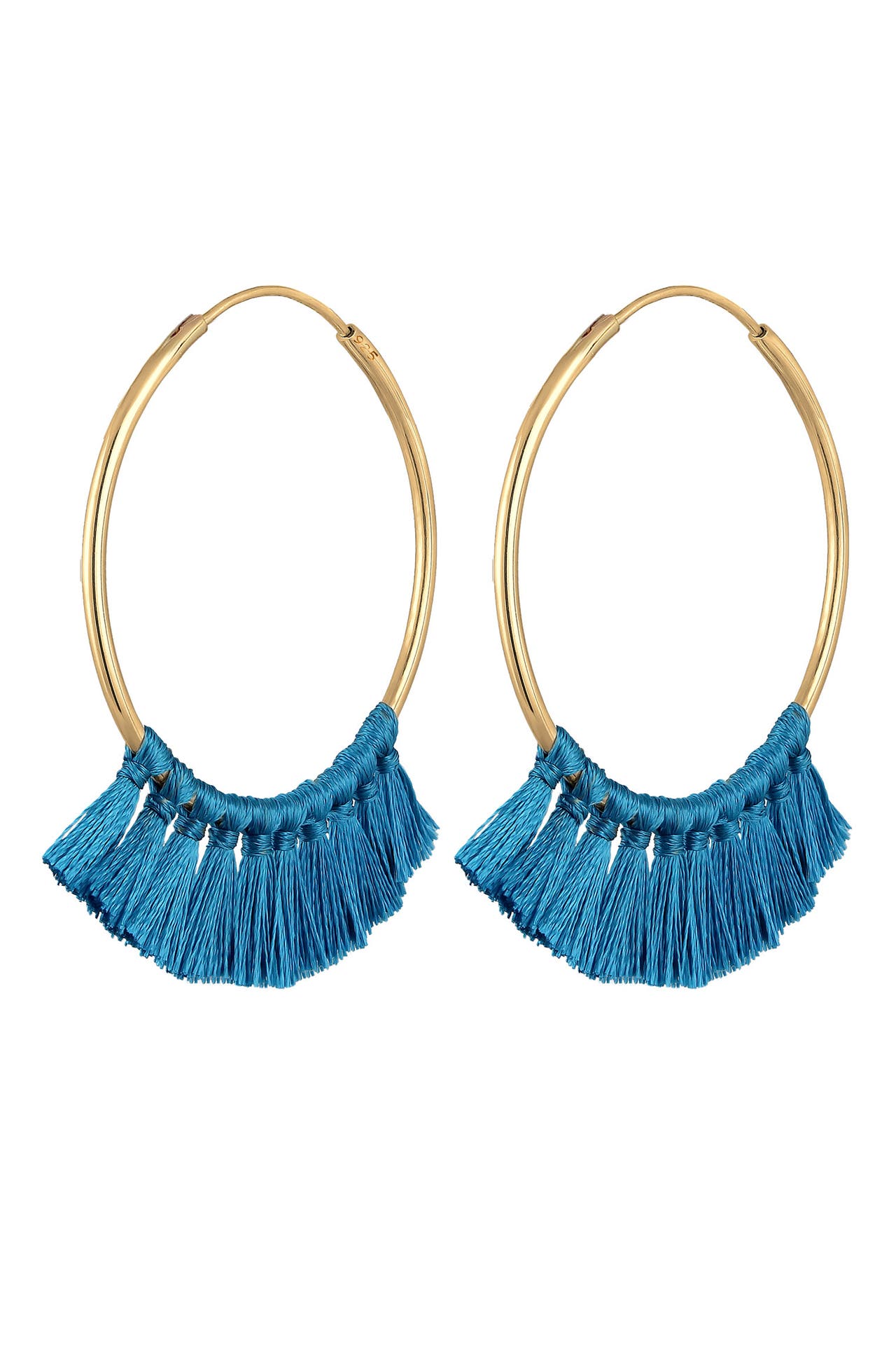 ELLI Ohrringe Creole Tassel Quaste Festival Rot Boho 925 Silber vergoldet Blau, Bild 1
