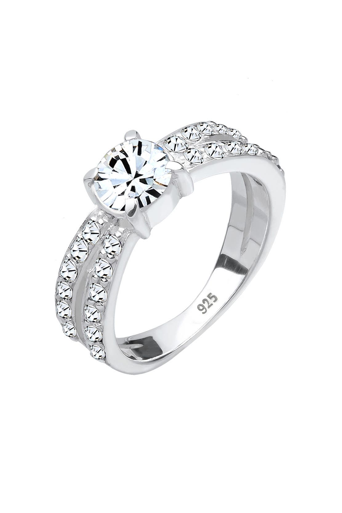ELLI Ring Solitär Klassiker Kristalle 925 Silber Weiß, Bild 1