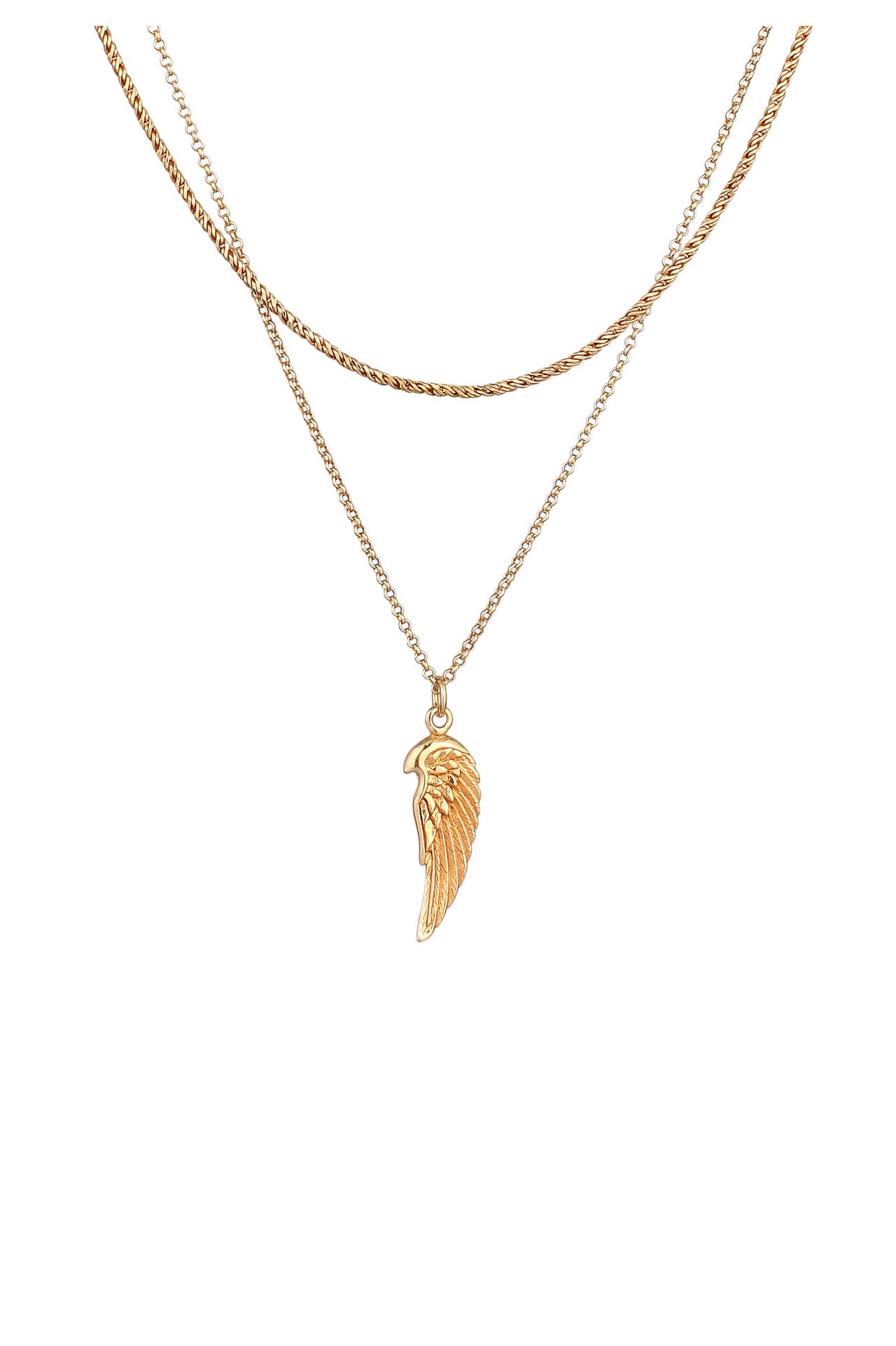 KUZZOI Kette Herren Layer Kordel Erbskette Flügel 925 Silber Gold, Bild 1