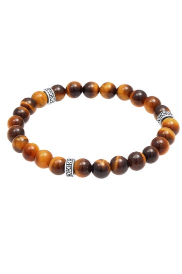 KUZZOI Armband Herren Tiegerauge Braun Vintage 925 Silber Silber