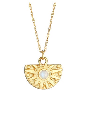 ELLI PREMIUM Kette Sonne Antik Mondstein Kette Gedreht 925 Silber Gold