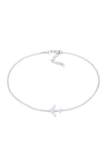 ELLI Fusskettchen Flugzeug Travel Reise Basic 925 Silber Silber