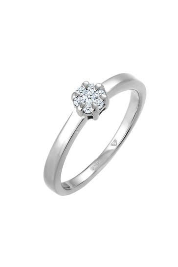 ELLI DIAMONDS Ring Diamant Weiß Brillantschliff (0.12 ct) 585 Weißgold Silber